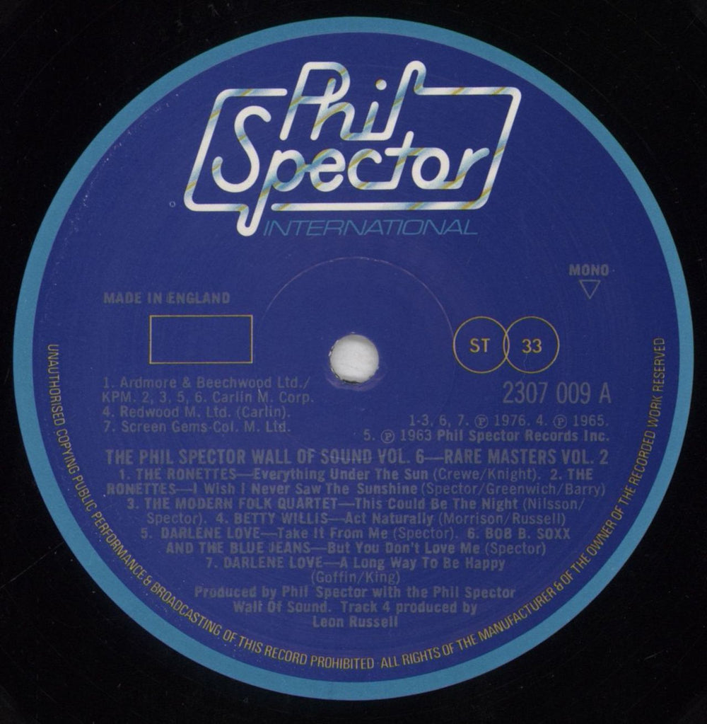 Phil Spector Phil Spector Wall Of Sound Vol. 6 - Rare Masters 2 UK vinyl LP album (LP record) PSPLPPH593017