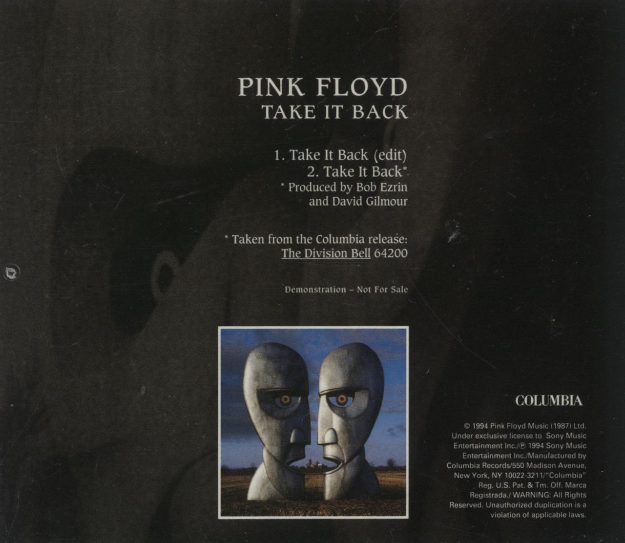 Pink Floyd Take It Back US Promo CD single (CD5 / 5")