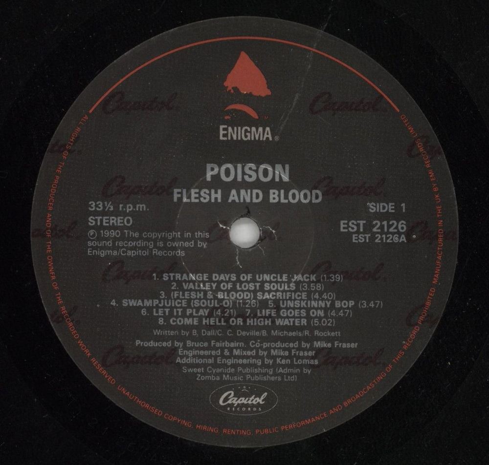 Poison Flesh & Blood - Stickered Picture Sleeve - VG UK vinyl LP album (LP record) POILPFL866880