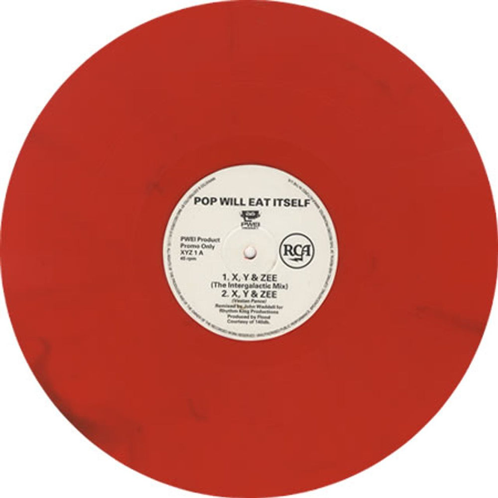 Pop Will Eat Itself X Y & Zee - Red Vinyl UK Promo 12" vinyl single (12 inch record / Maxi-single) PWE12XY08621