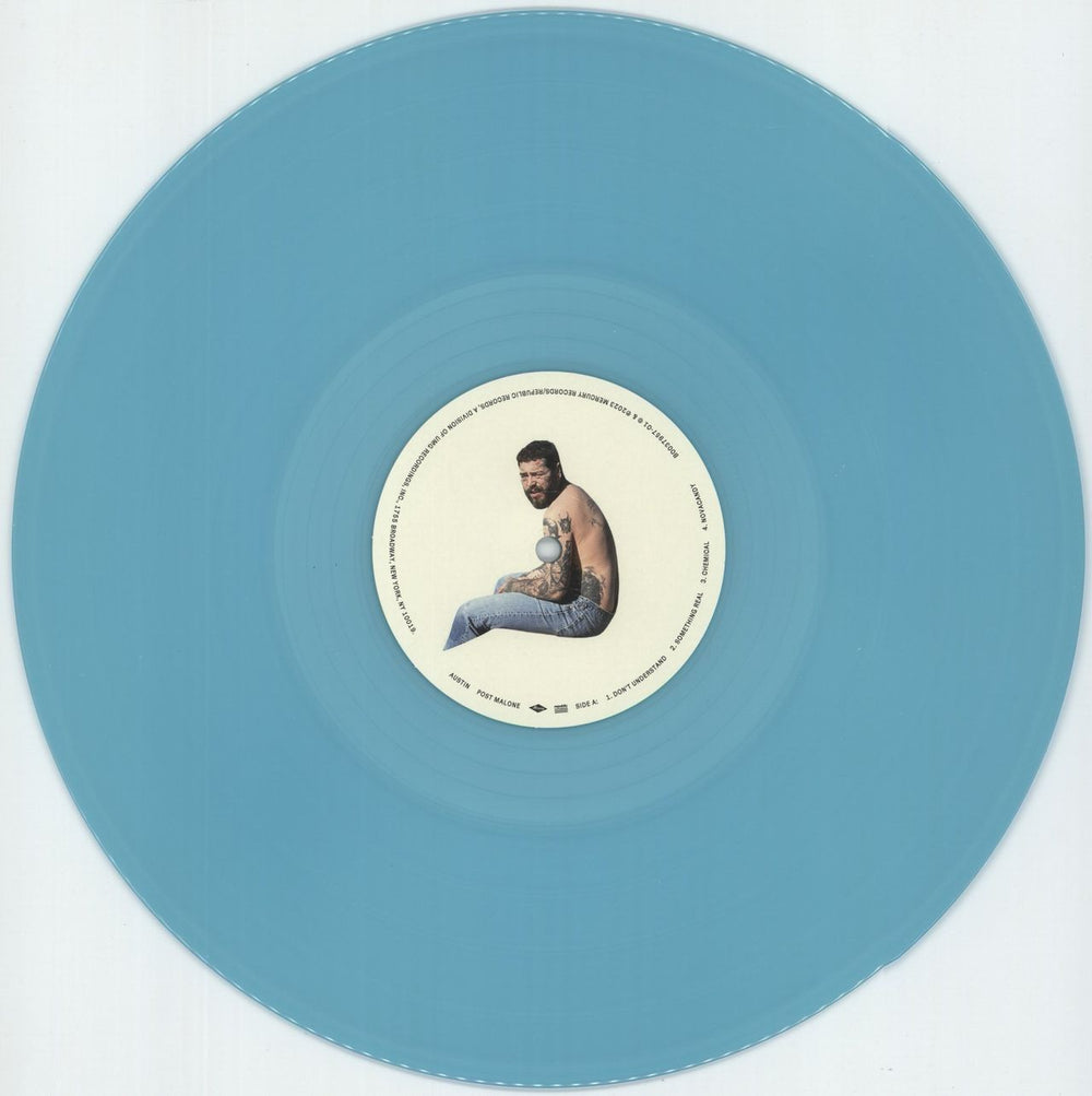 Post Malone Austin - Light Blue Vinyl UK 2-LP vinyl record set (Double LP Album) 4QX2LAU871422