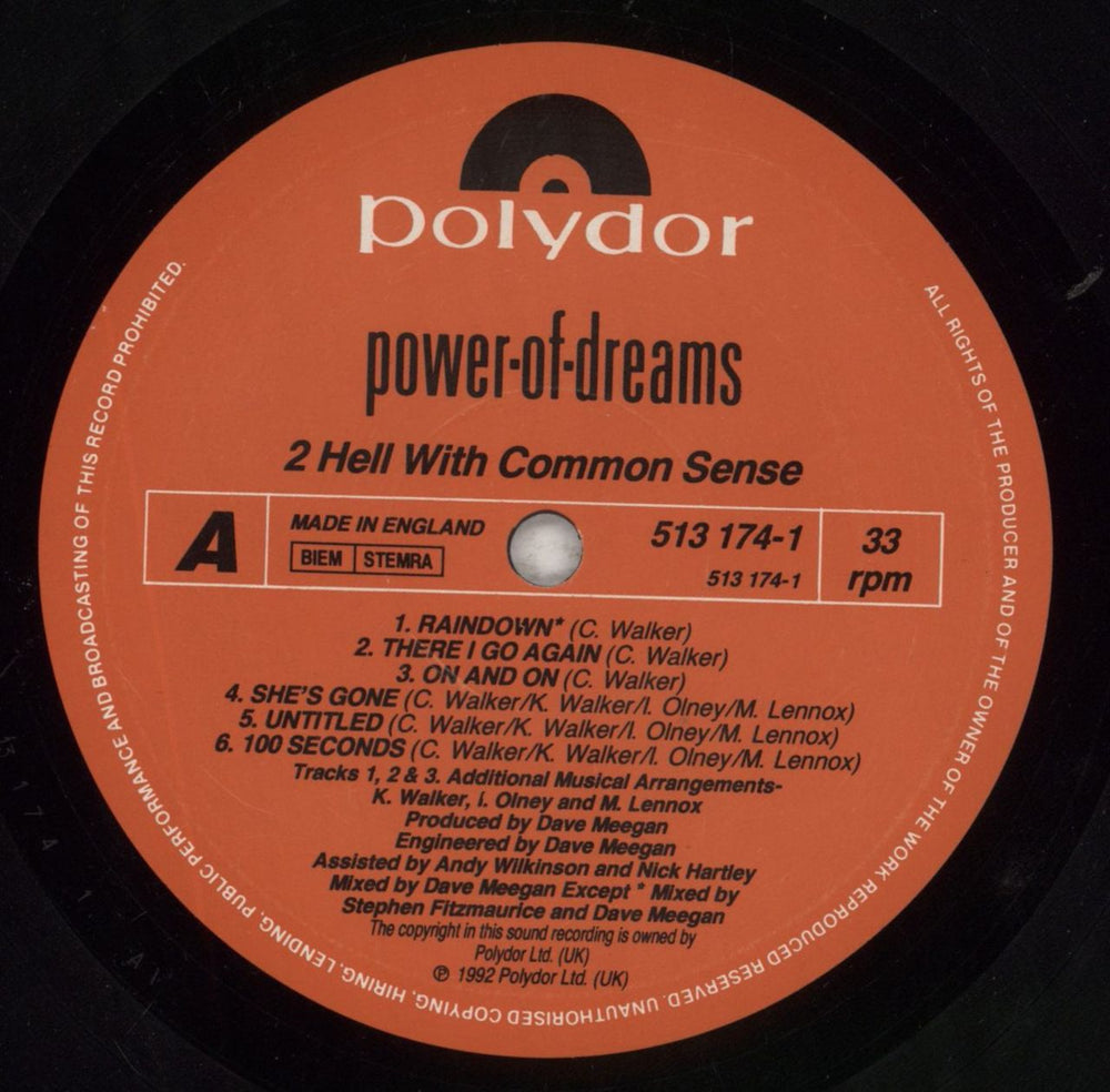 Power Of Dreams 2 Hell With Common Sense UK vinyl LP album (LP record) PODLPHE501046