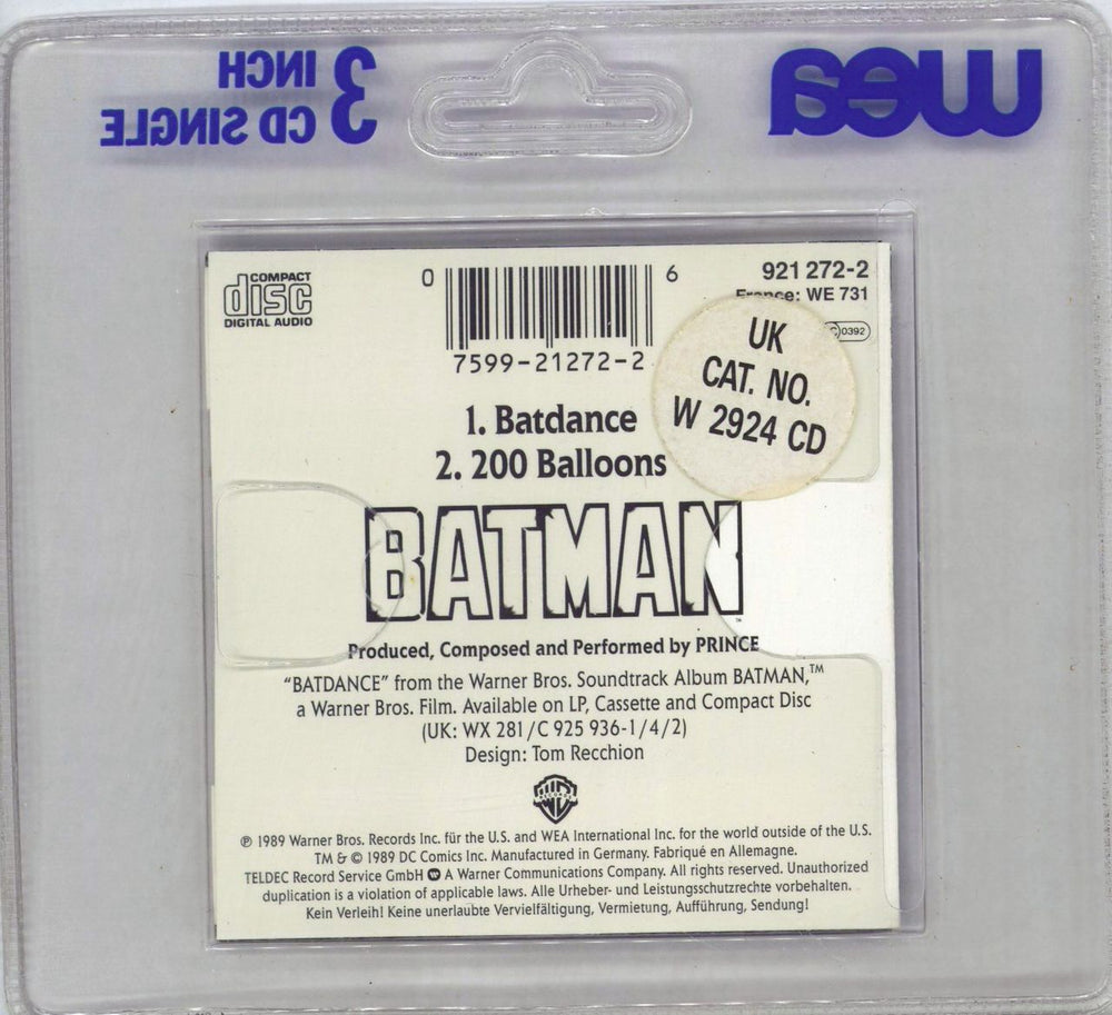 Prince Batdance German 3" CD single (CD3) 075992127226