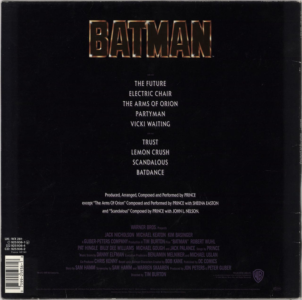 Prince Batman - EX UK vinyl LP album (LP record) 075992593618