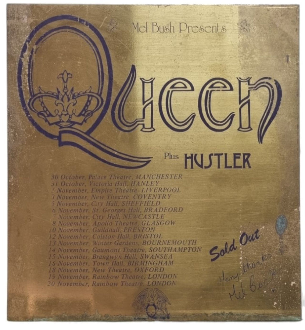 Queen 1974 Tour Commemorative Plaque UK memorabilia PLAQUE