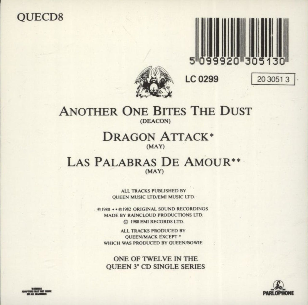 Queen Another One Bites The Dust UK 3" CD single (CD3) 5099920305130