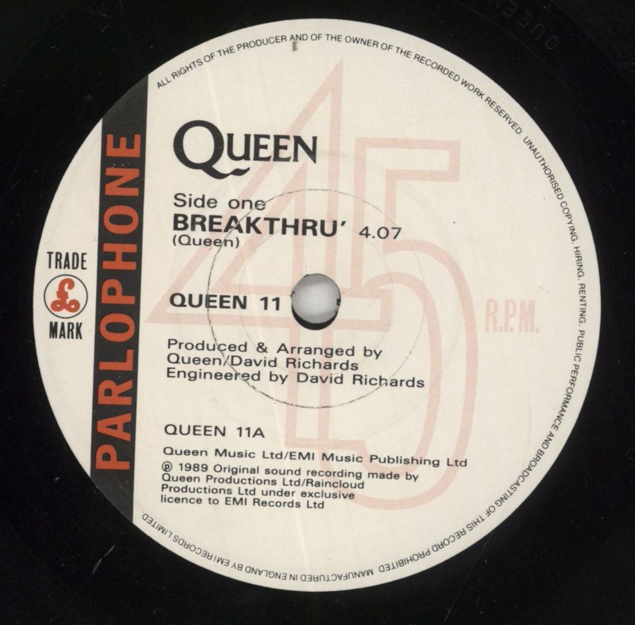 Queen Breakthru - Solid UK 7" vinyl single (7 inch record / 45) QUE07BR18636