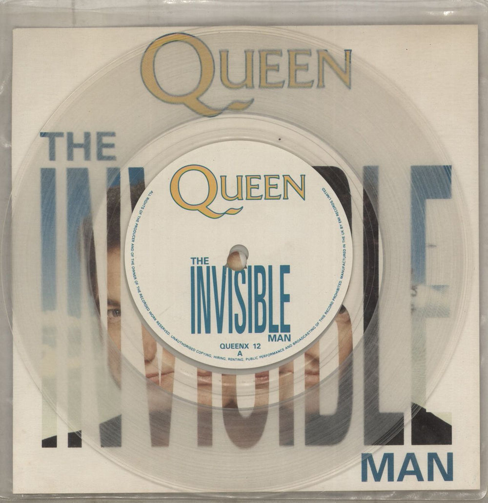 Queen The Invisible Man - Clear Vinyl + Insert UK 7" vinyl single (7 inch record / 45) QUEENX12