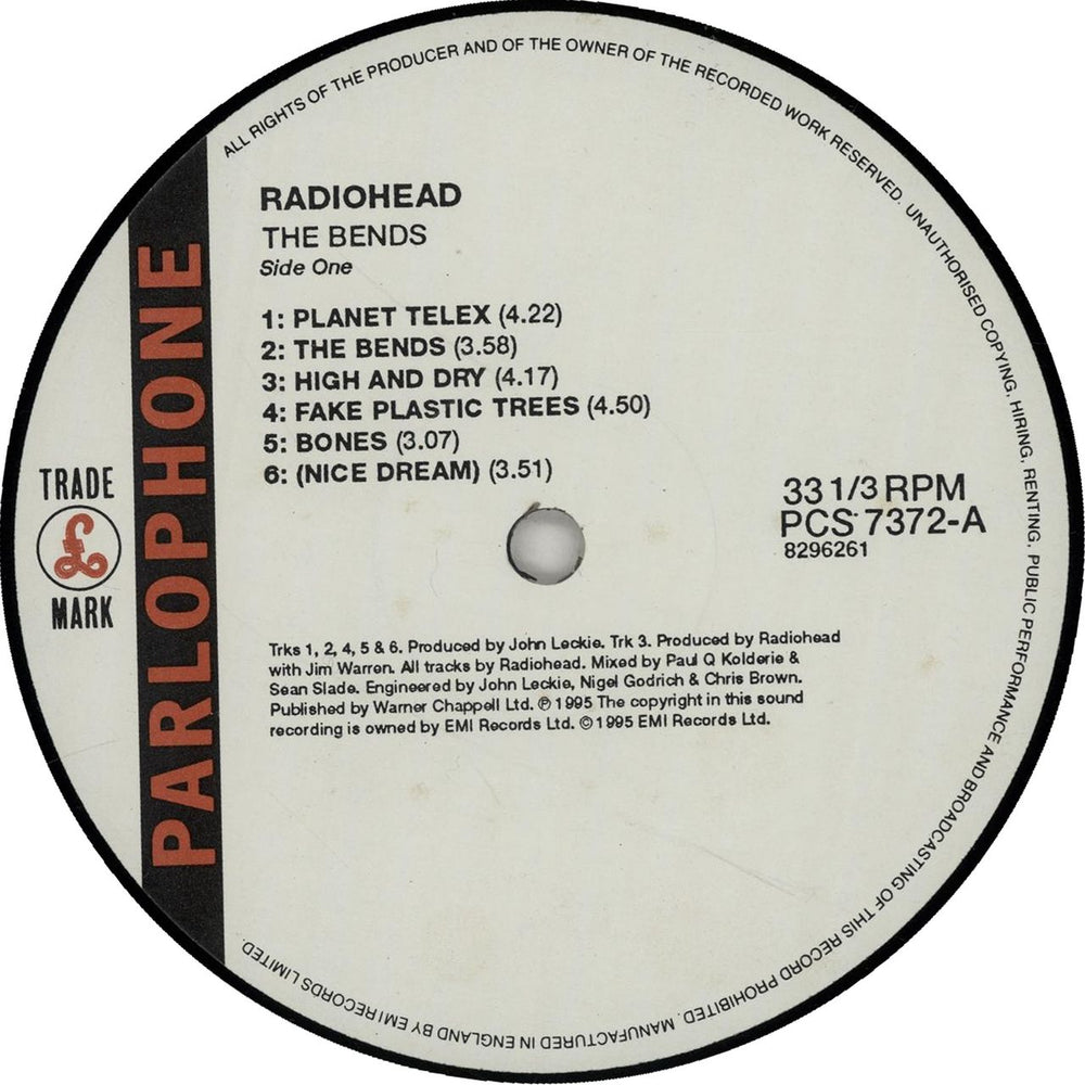 Radiohead The Bends - 1st UK vinyl LP album (LP record) 724382962618