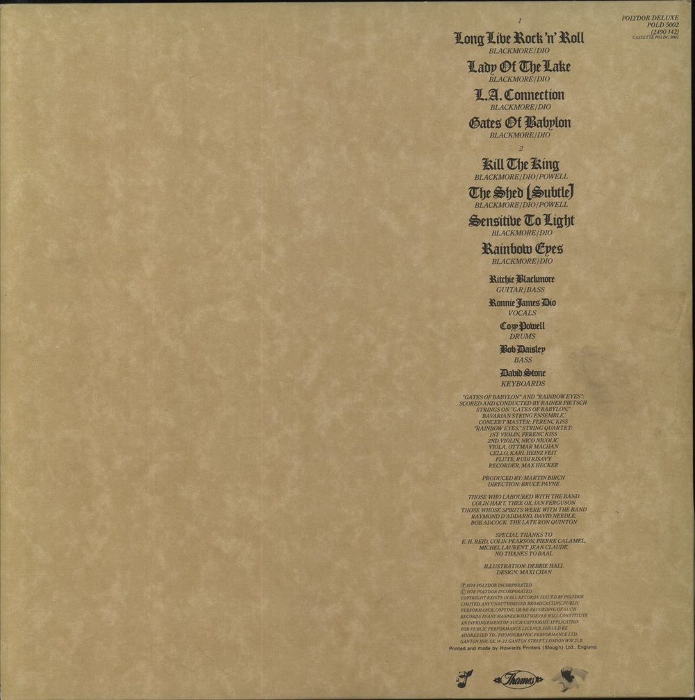 Rainbow Long Live Rock 'N' Roll - A1/B2 UK vinyl LP album (LP record)