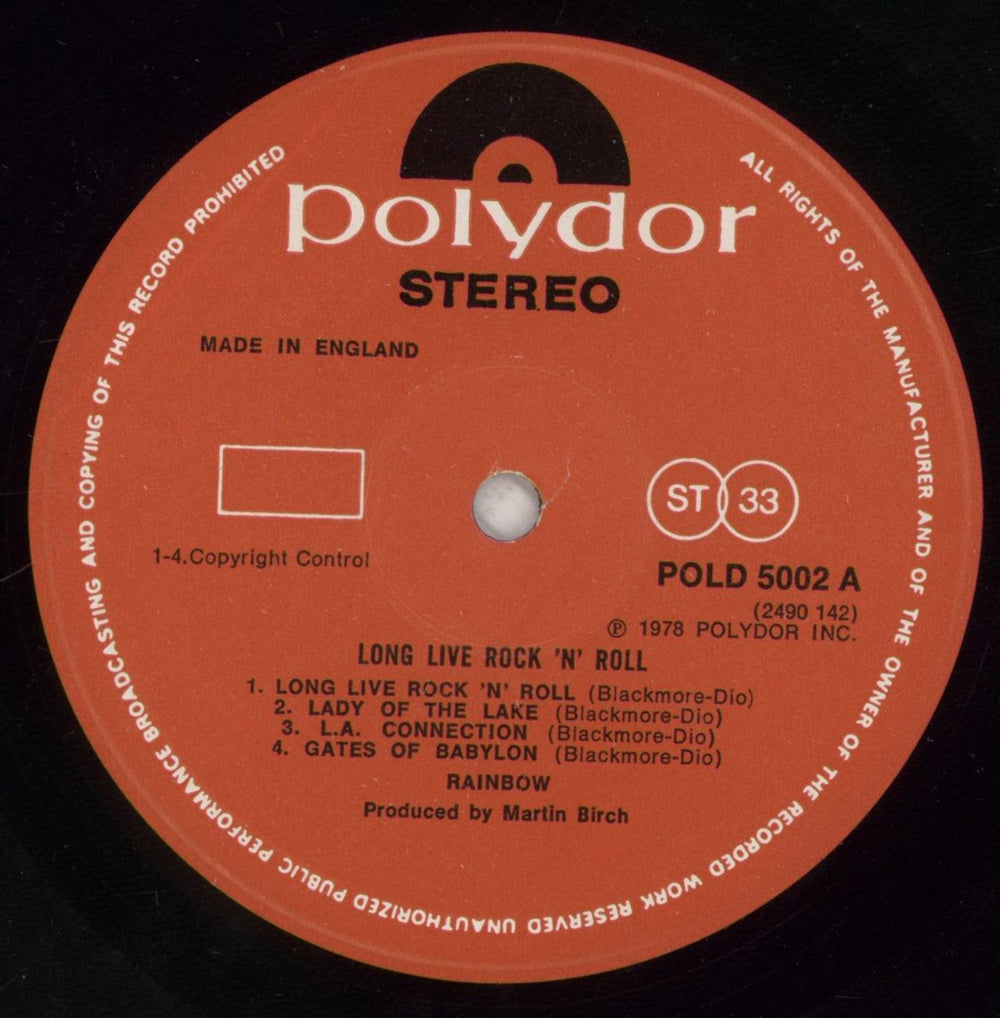 Rainbow Long Live Rock 'N' Roll - A1/B2 UK vinyl LP album (LP record) RBOLPLO863016