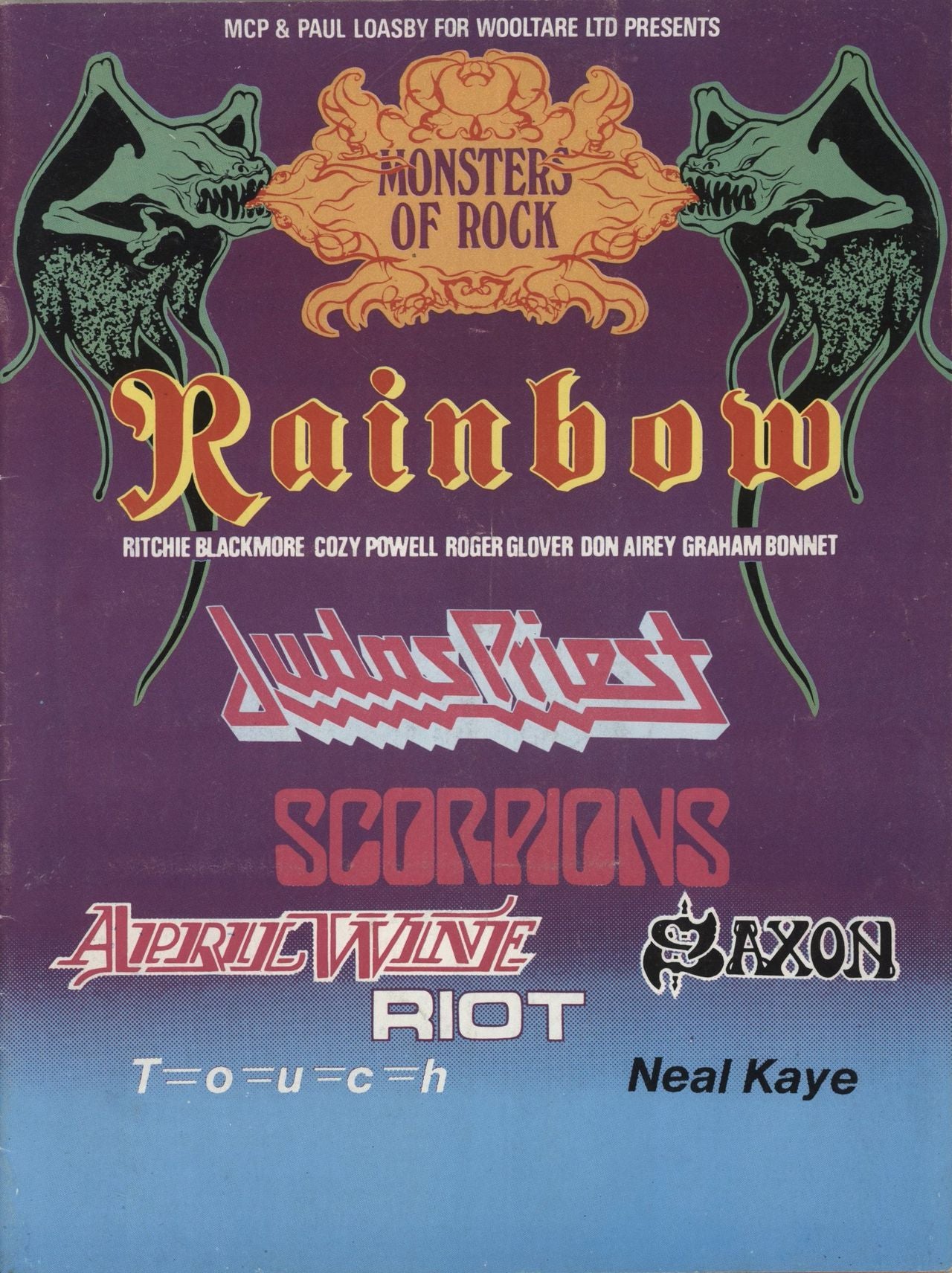 Rainbow Monsters Of Rock + Merch Insert - EX UK tour programme PROGRAMME