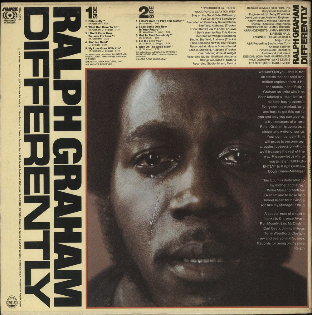 Ralph Graham Differently US vinyl LP album (LP record)