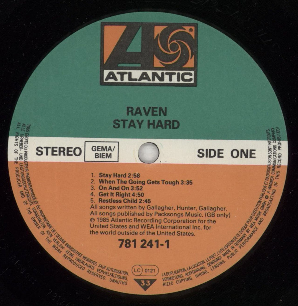 Raven Stay Hard German vinyl LP album (LP record) RAVLPST674327