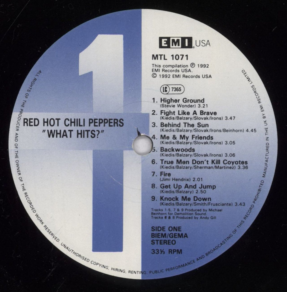 Red Hot Chili Peppers What Hits!? UK vinyl LP album (LP record) RHCLPWH833997