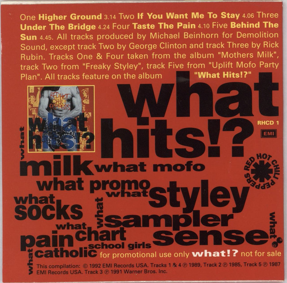 Red Hot Chili Peppers What Promo Hits!? UK Promo CD album (CDLP) RHCCDWH11258