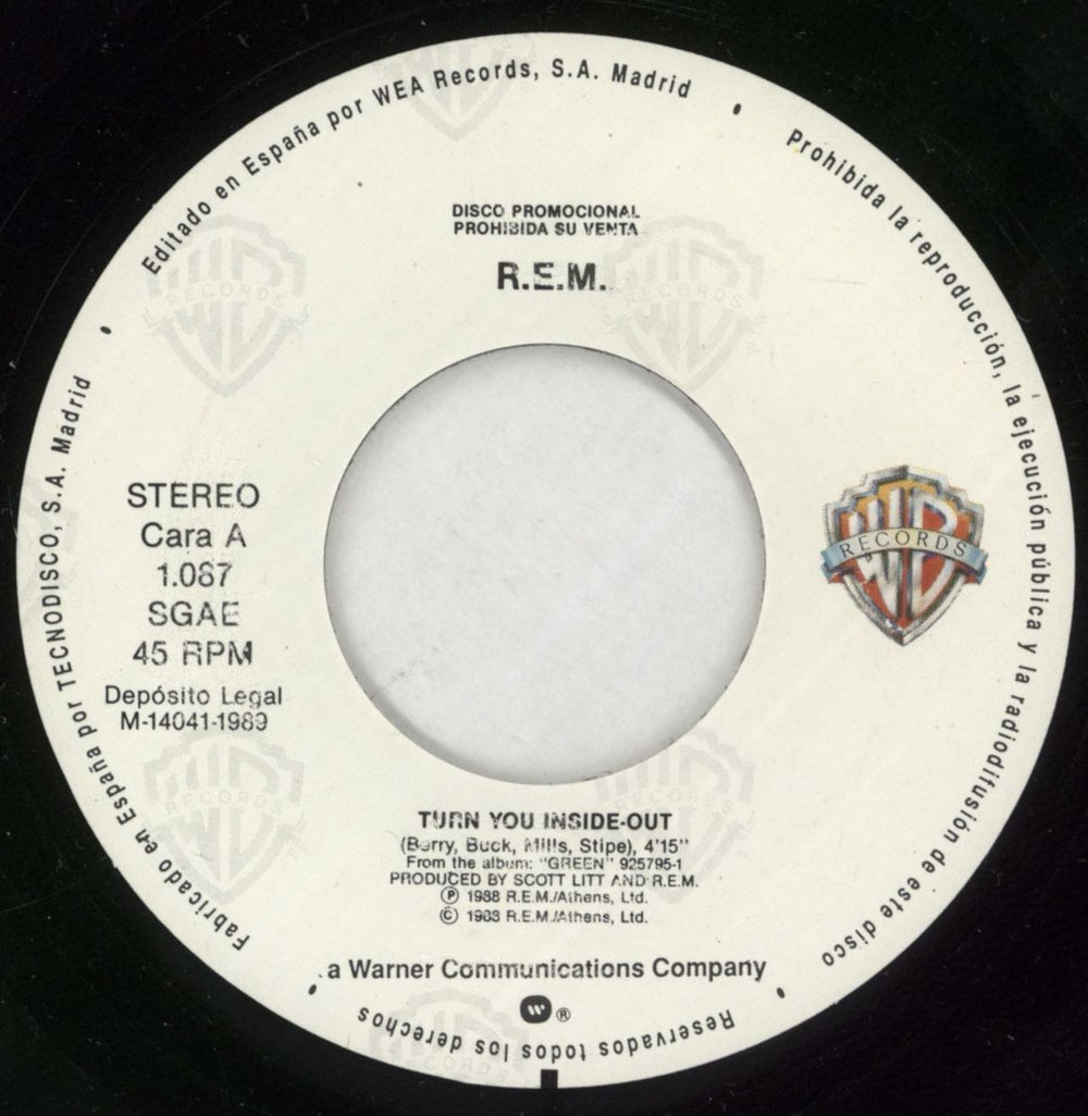 REM Turn You Inside Out Spanish Promo 7" vinyl single (7 inch record / 45) REM07TU123621
