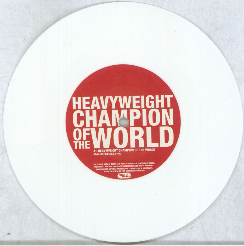 Reverend And The Makers Heavyweight Champion Of The World - White Vinyl UK 7" vinyl single (7 inch record / 45) RVM07HE402226