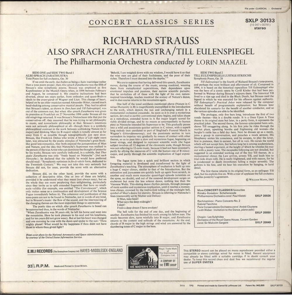 Richard Strauss Also Sprach Zarathustra / Till Eulenspiegel UK vinyl LP album (LP record)