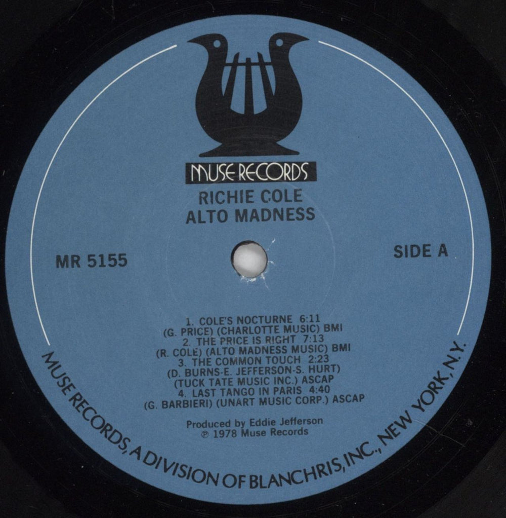 Richie Cole Alto Madness US vinyl LP album (LP record) 4RCLPAL852109