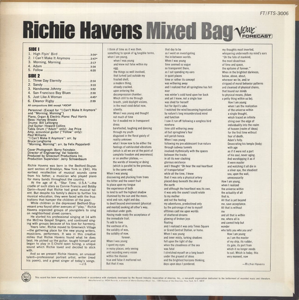 Richie Havens Mixed Bag US vinyl LP album (LP record)