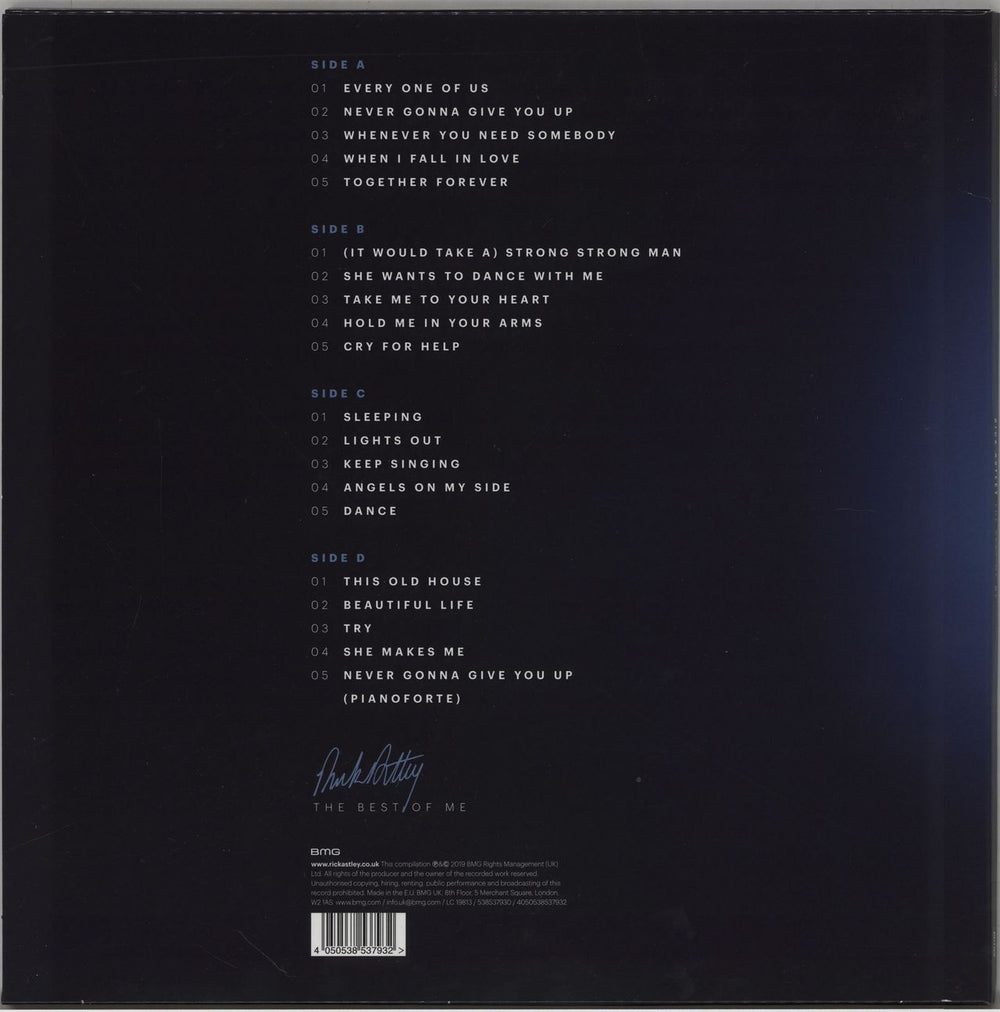 Rick Astley The Best Of Me - 180gm Blue Vinyl UK 2-LP vinyl record set (Double LP Album) AST2LTH758899