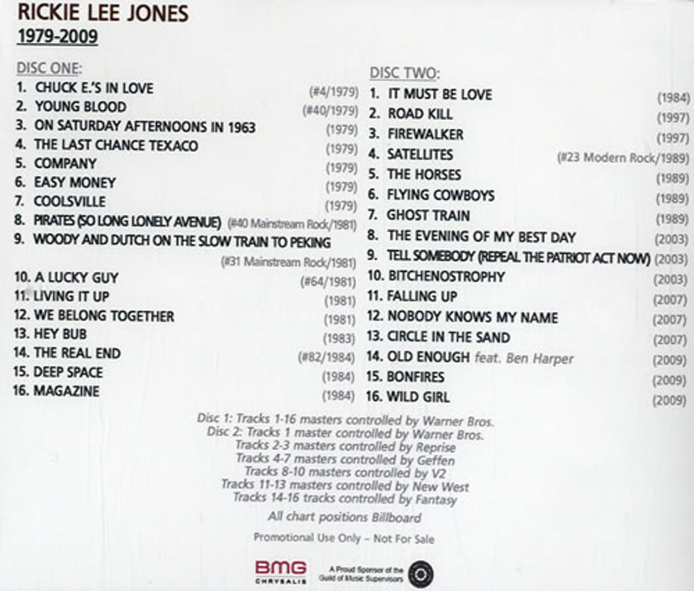 Rickie Lee Jones The Music Of Rickie Lee Jones US Promo CD-R acetate RLJCRTH543635