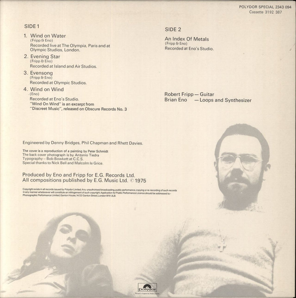 Robert Fripp & Brian Eno Evening Star UK vinyl LP album (LP record)