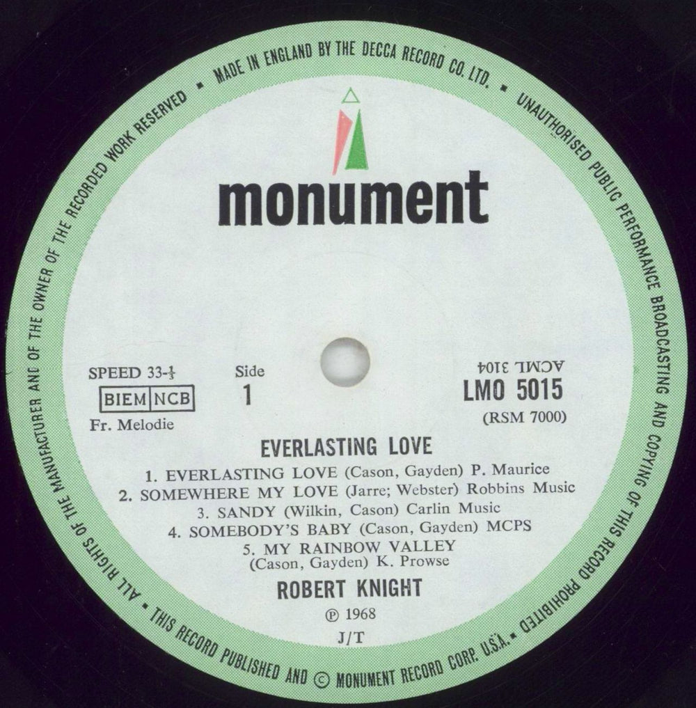 Robert Knight Everlasting Love UK vinyl LP album (LP record) RBPLPEV850124