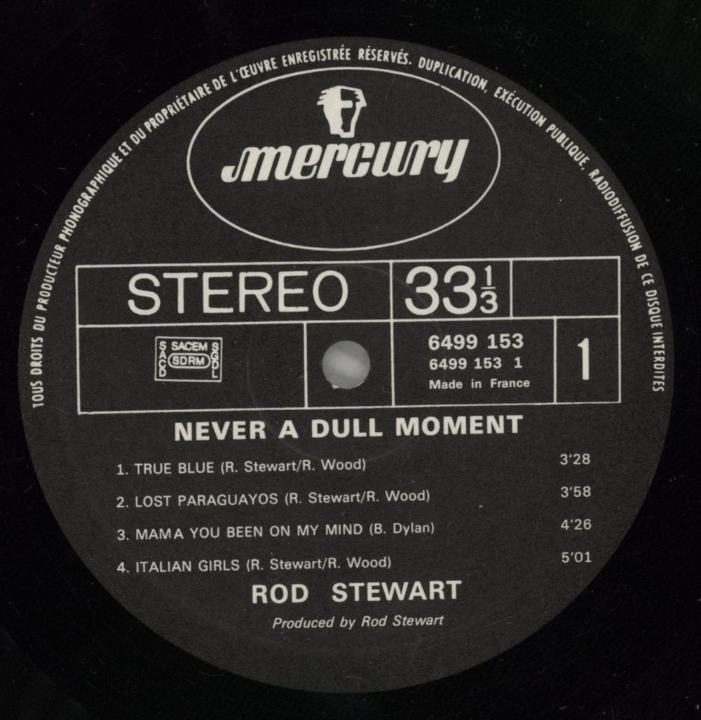 Rod Stewart Never A Dull Moment French vinyl LP album (LP record) RODLPNE628954