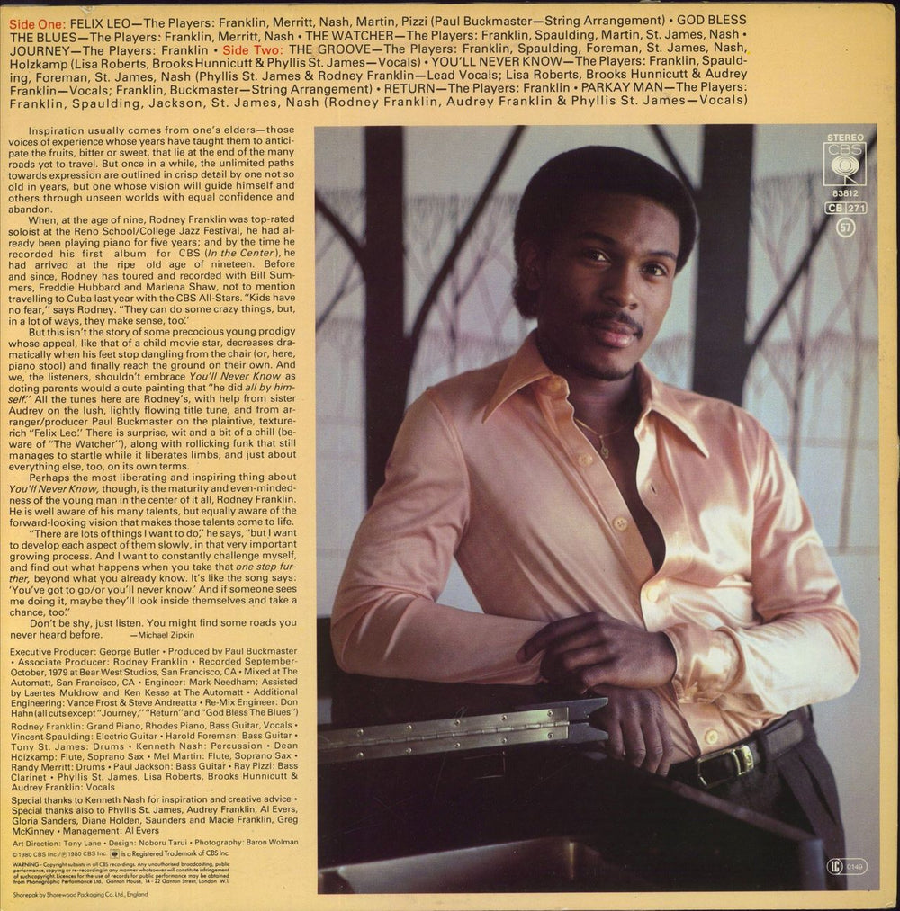 Rodney Franklin You'll Never Know UK vinyl LP album (LP record)