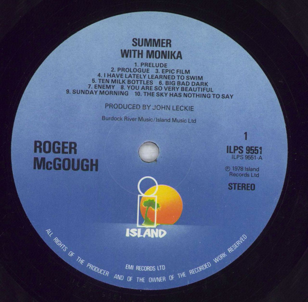 Roger McGough Summer With Monika - EX UK vinyl LP album (LP record) 0RMLPSU833070