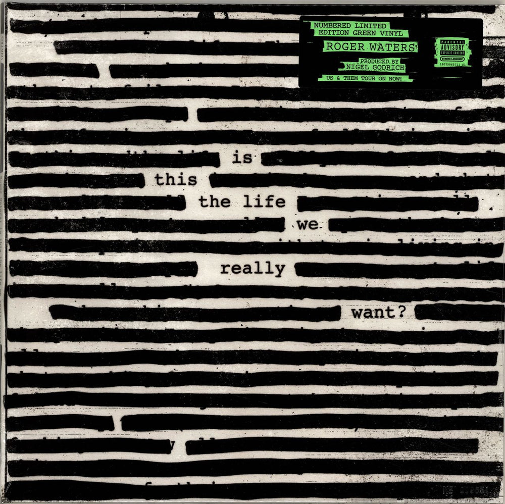 Roger Waters Is This The Life We Really Want? - Green Vinyl + Numbered Sleeve - Sealed UK 2-LP vinyl record set (Double LP Album) 19075865711