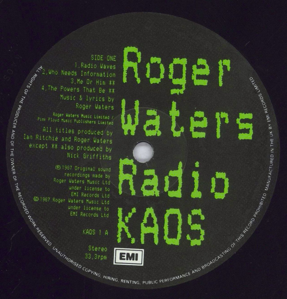 Roger Waters Radio K.A.O.S. + Poster UK vinyl LP album (LP record) RWALPRA288248