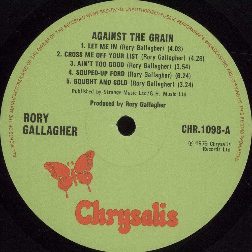 Rory Gallagher Against The Grain - 1st + Inner - Ex UK vinyl LP album (LP record) RORLPAG698910