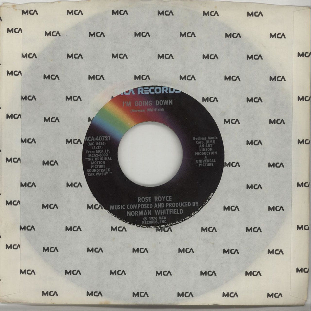 Rose Royce I'm Going Down US 7" vinyl single (7 inch record / 45) MCA-40721