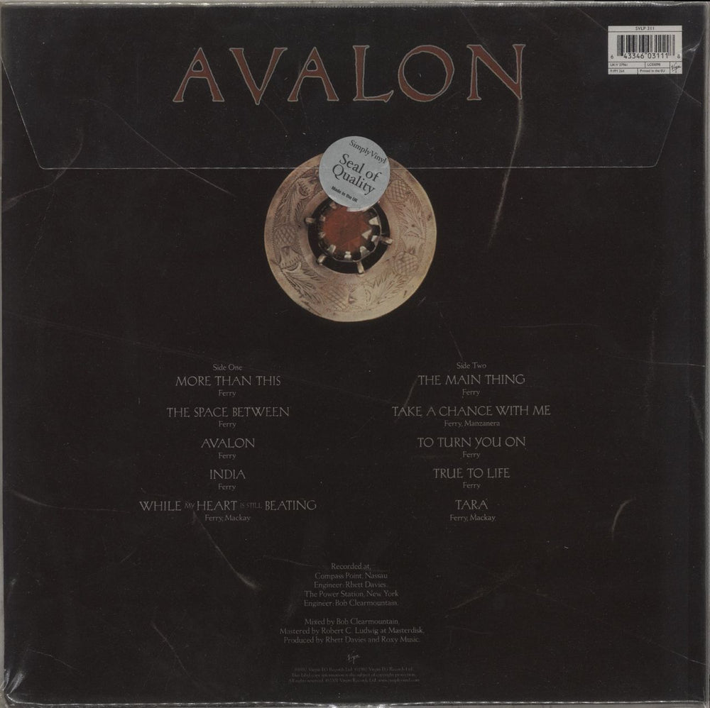 Roxy Music Avalon - Simply Vinyl 180 Gram UK vinyl LP album (LP record) 643346031118