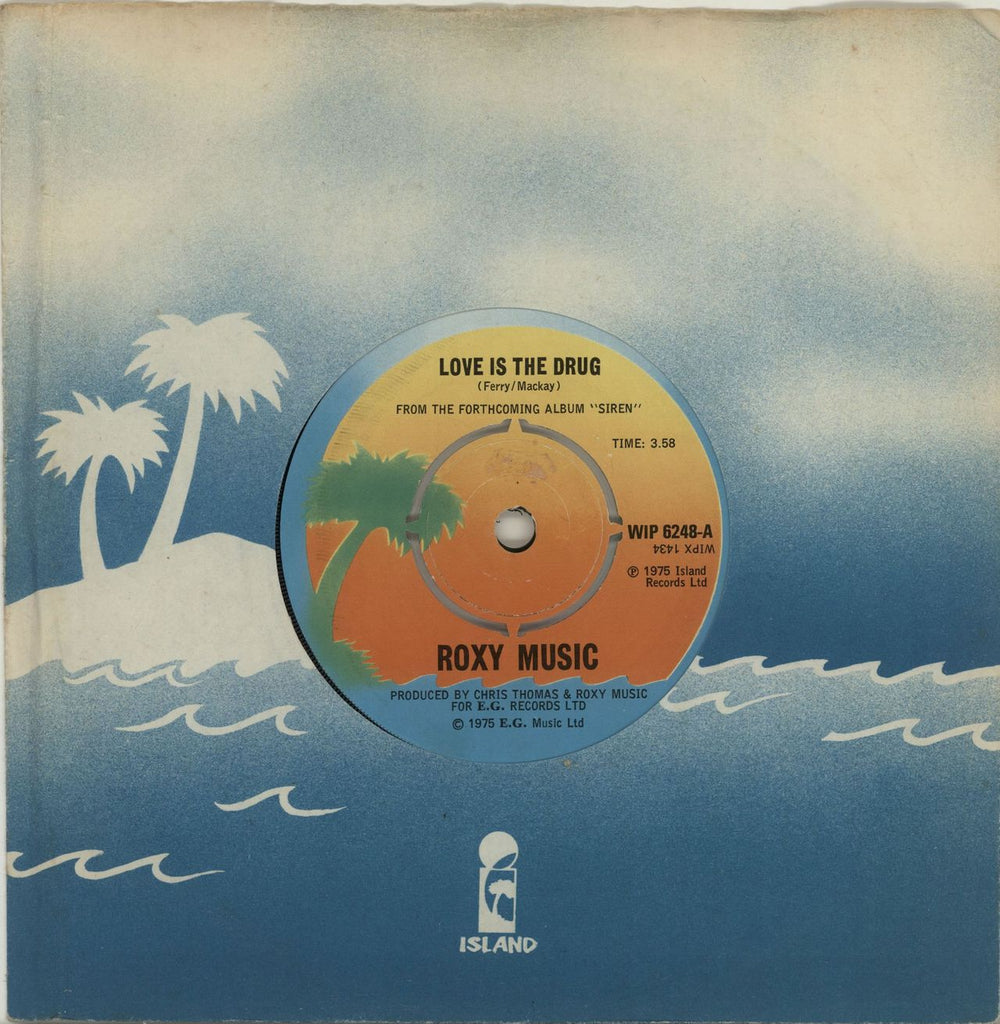 Roxy Music Love Is The Drug UK 7" vinyl single (7 inch record / 45) WIP6248