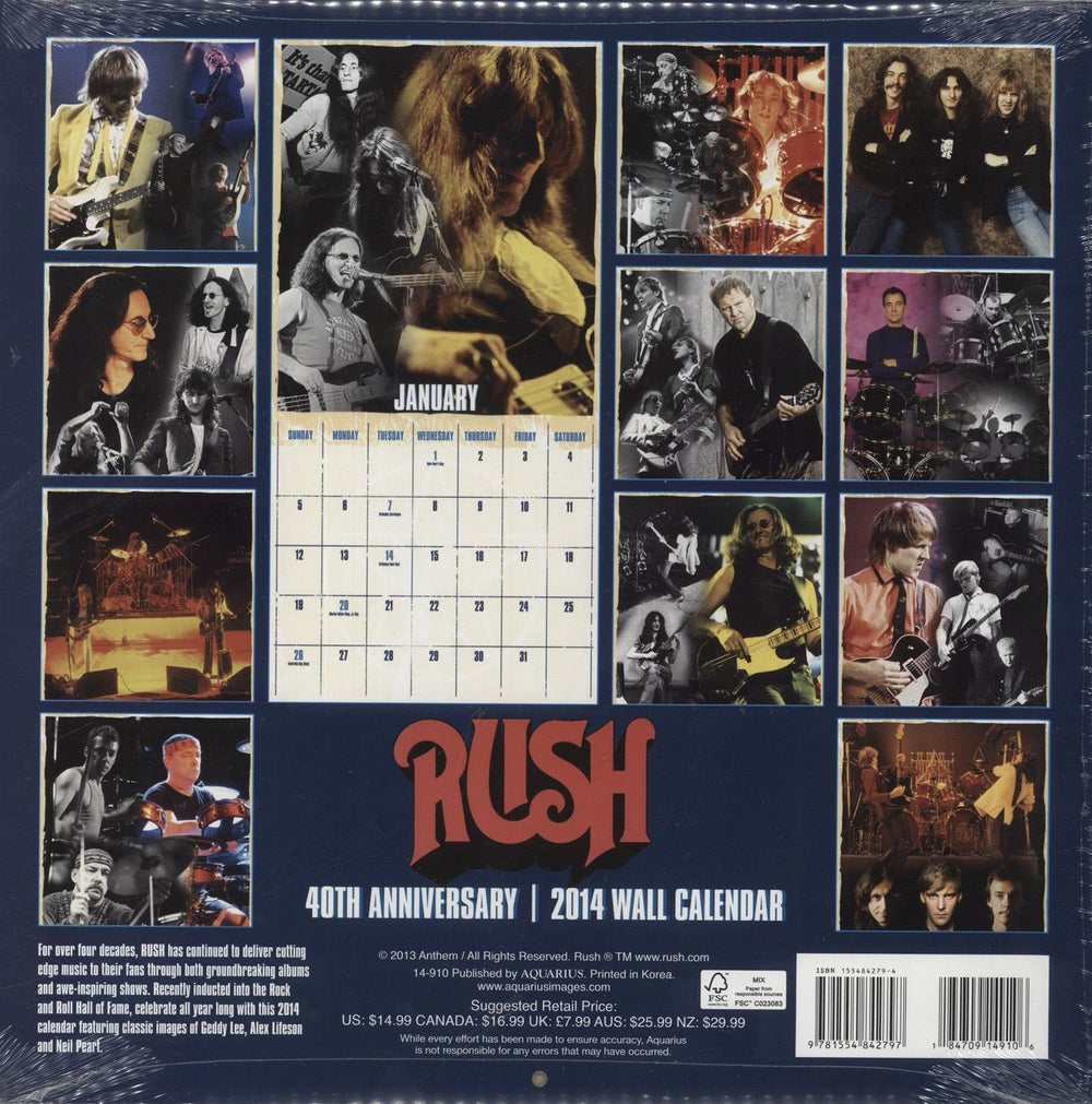 Rush 2015 Calendar - Sealed Canadian calendar 9781554842797