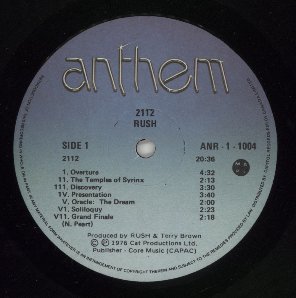 Rush 2112 (Twenty One Twelve) - VG+ Canadian vinyl LP album (LP record) RUSLPTW865720