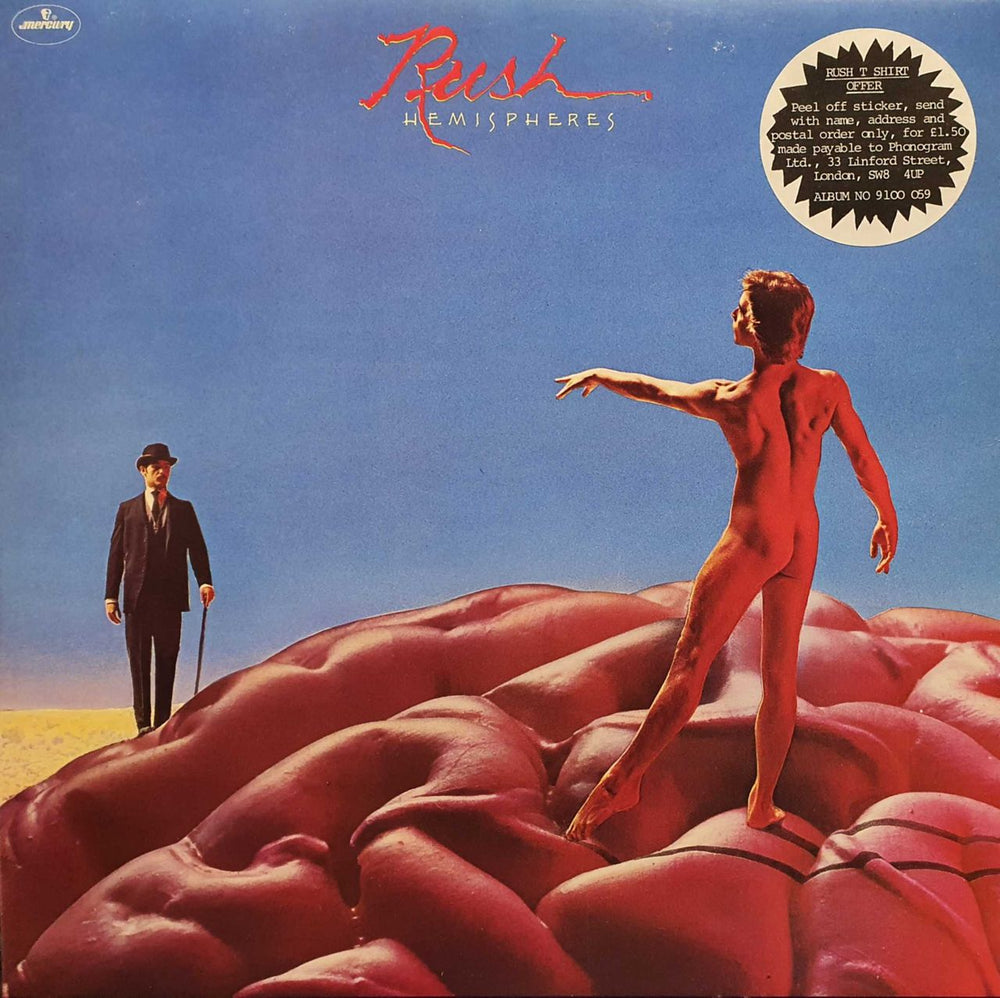 Rush Hemispheres - Stickered UK vinyl LP album (LP record) 9100059