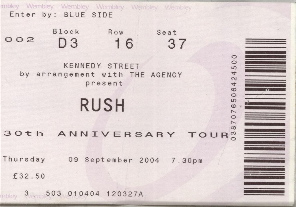 Rush R30 + Stub UK tour programme RUSTRRS589273