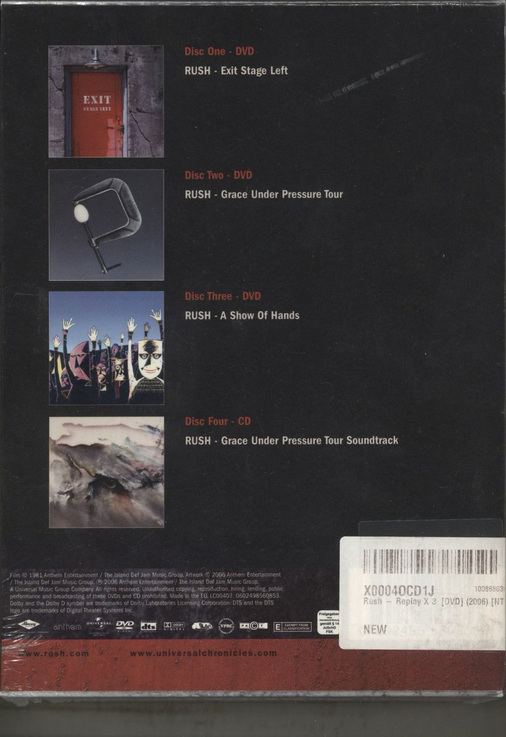 Rush Replay - Sealed UK DVD 602498560853