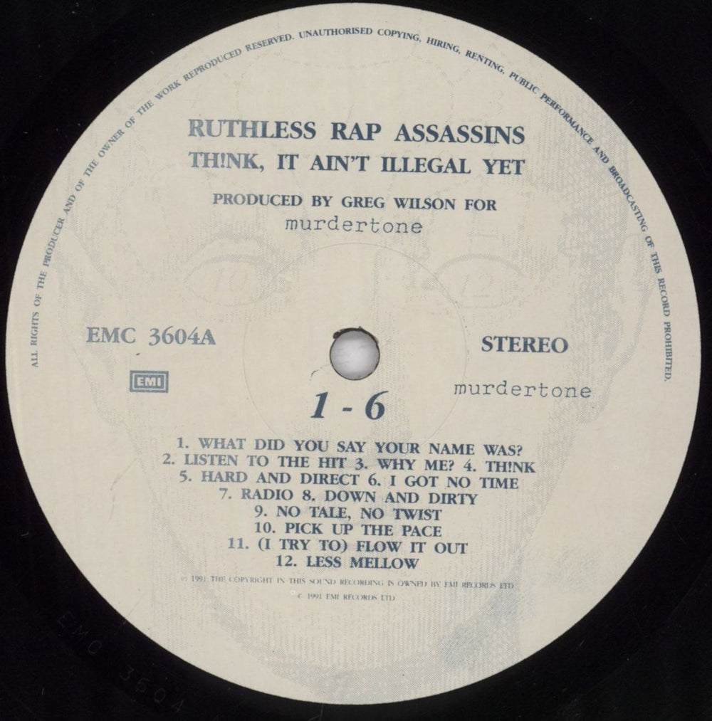 Ruthless Rap Assassins Think, It Ain't Illegal Yet UK vinyl LP album (LP record) 9ASLPTH834473