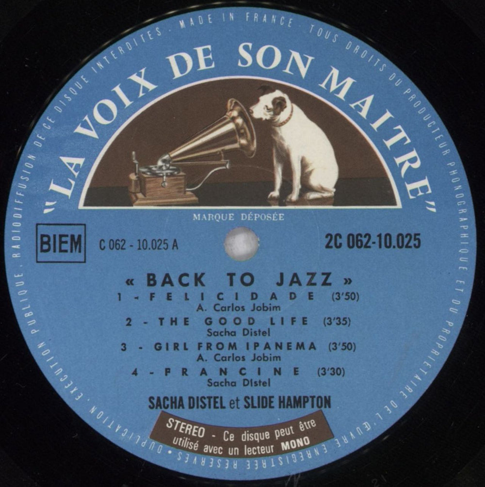 Sacha Distel Back to Jazz With Slide Hampton French vinyl LP album (LP record) ISLLPBA841803