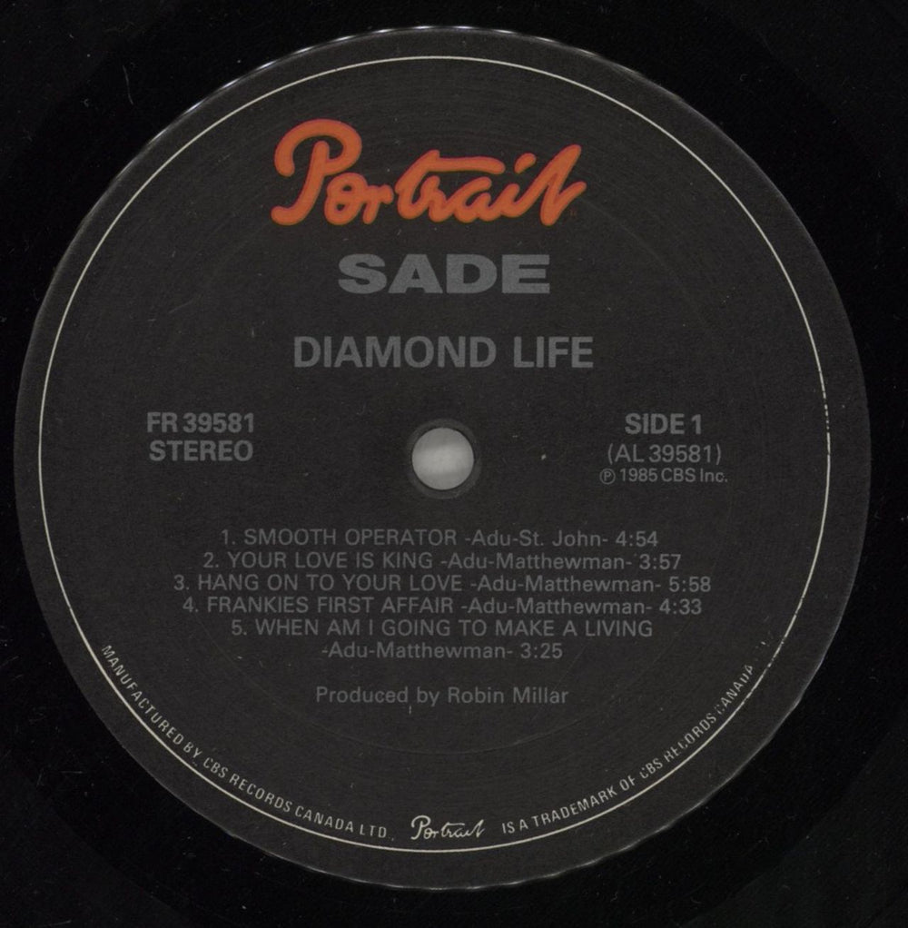 Sade Diamond Life Canadian vinyl LP album (LP record) SADLPDI879988