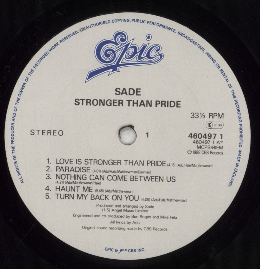 Sade Stronger Than Pride UK vinyl LP album (LP record) SADLPST240868