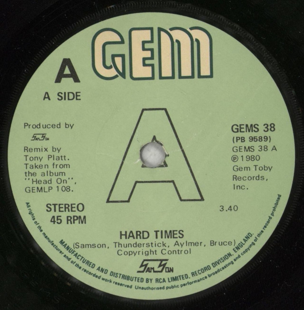 Samson Hard Times UK 7" vinyl single (7 inch record / 45) SAM07HA591732