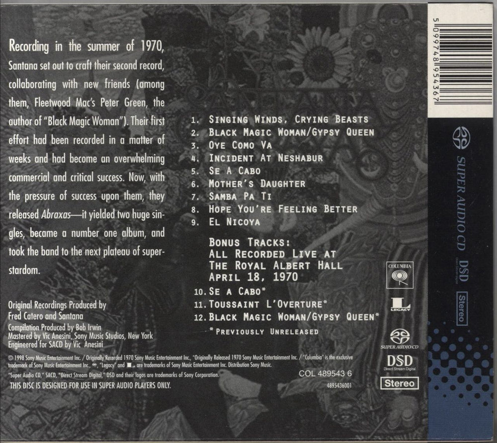 Santana Abraxas US super audio CD SACD 5099748954367