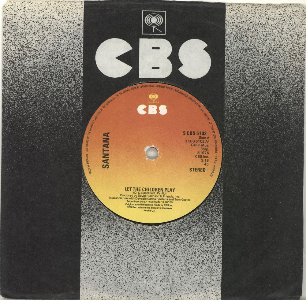 Santana Let The Children Play UK 7" vinyl single (7 inch record / 45) SCBS5102